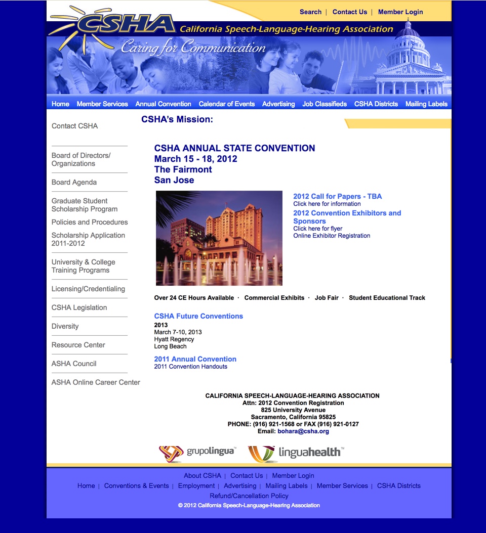 Original CSHA Website 2